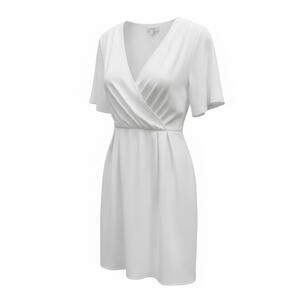 DO+BE White Mini Dress Small 4 6 V Neck 3/4 Sleeve Fit & Flare NWT